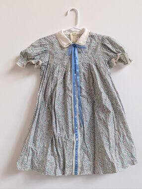 Vtg Ruth of Carolina Dress 5T Girls Calico Blue Dainty Cottagecore